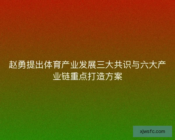 赵勇提出体育产业发展三大共识与六大产业链重点打造方案