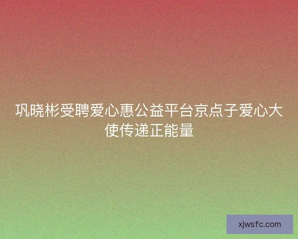 巩晓彬受聘爱心惠公益平台京点子爱心大使传递正能量